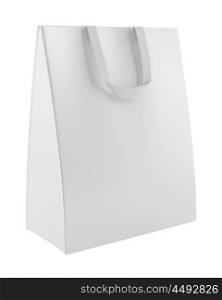 single blank shopping bag isolated on white background. 3d illustration