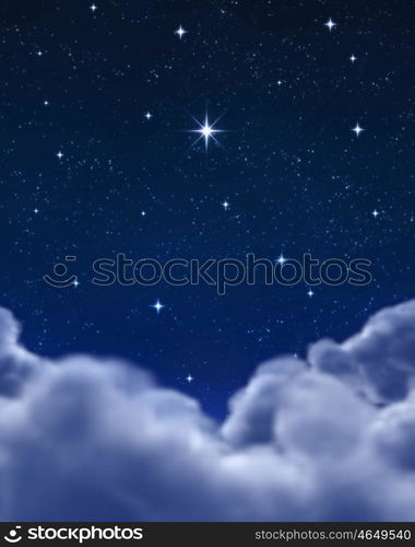 single bright wishing star in space or night sky