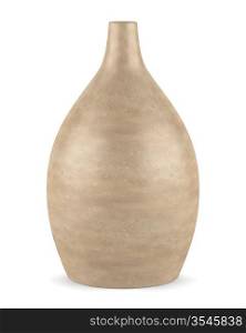 single brown ceramic vase isolated on white background