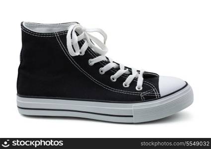 Single canvas sneaker isolated on white