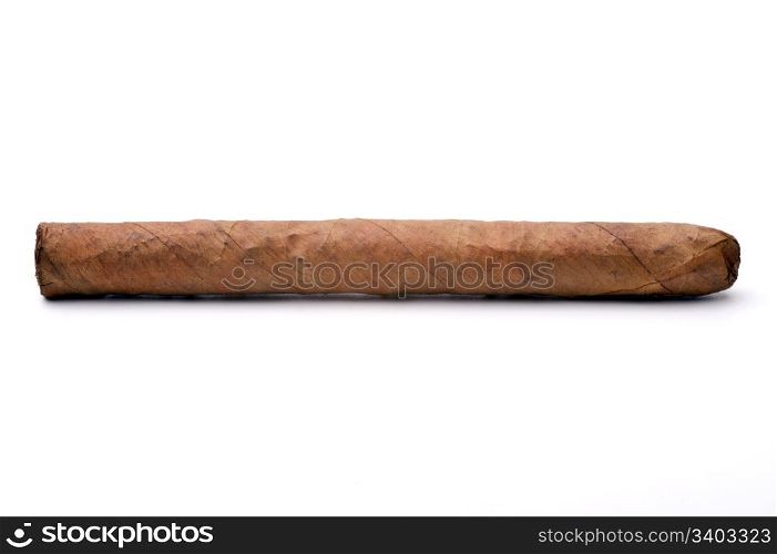 Single cigar isolated on a white background