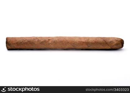 Single cigar isolated on a white background