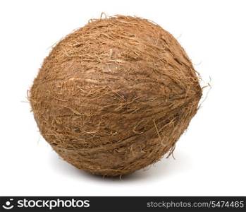 Single coconut isolated on white
