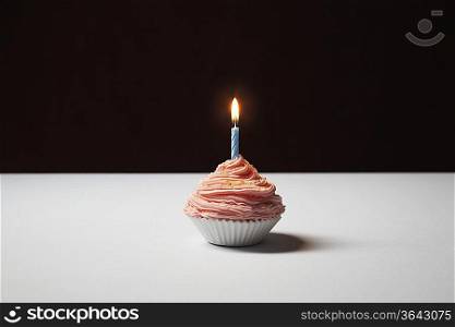 Single cupcake with birthday candle
