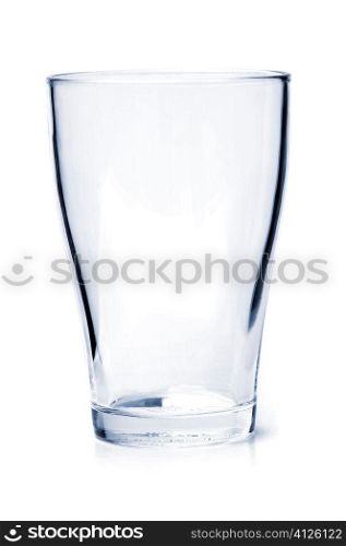 Single empty drinking glass isolated on white background