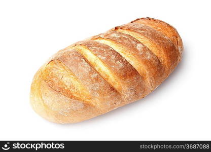 single french loaf bread isolated on white background