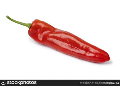  Single fresh red pointed pepper isolated on white background