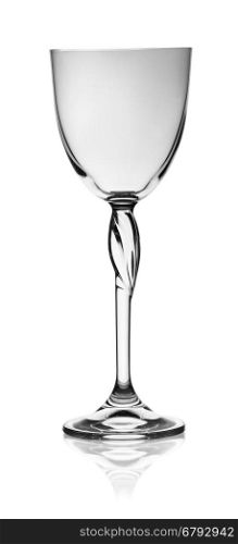 Single glass champagne glass isolated on white background