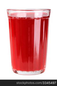 Single glass with red drink. Isolated on white background. Close-up. Studio photography.