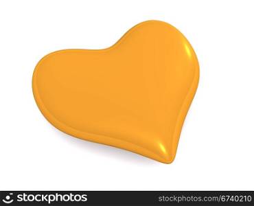 single golden heart isolated on white. 3d