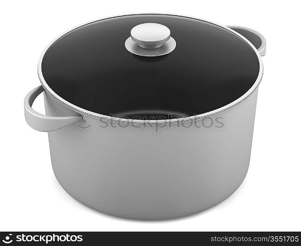 single gray cooking pan isolated on white background