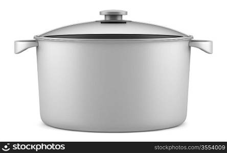 single gray cooking pan isolated on white background