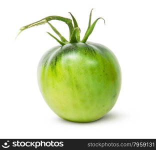 Single green tomato isolated on white background