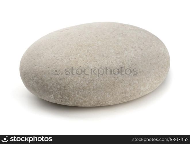 Single grey pebble isolated on white