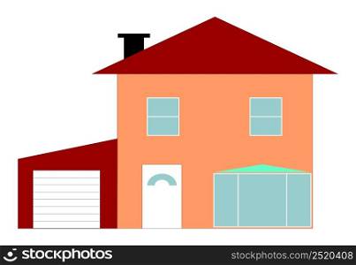 single house with bow window and car port illustration. single house with garage