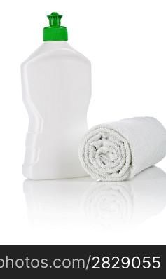 single kitchen bottle and towel