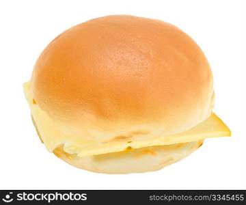 Single loaf of roll with cheese. Close-up. Isolated on white background. Studio photography.