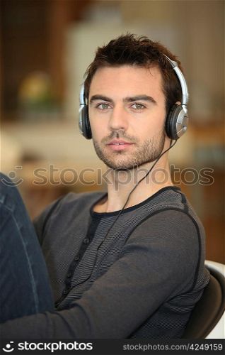 Single man with headphones
