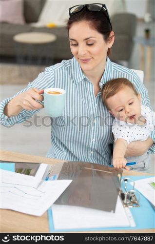 single mother working from home