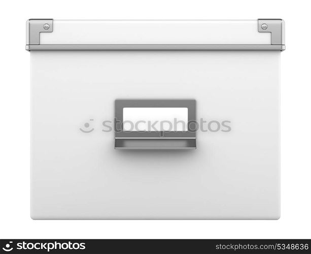 single office cardboard box isolated on white background