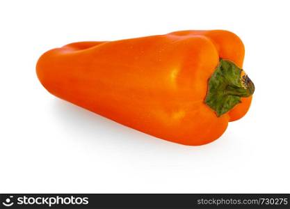 single orange peppers(capsicum) on a white background