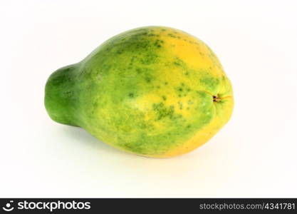 Single papaya fruit isolated on white background