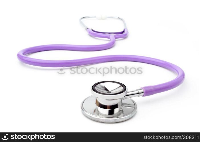 Single purple stethoscope, isolated on a white background. Stethoscope