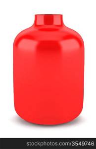 single red ceramic vase isolated on white background