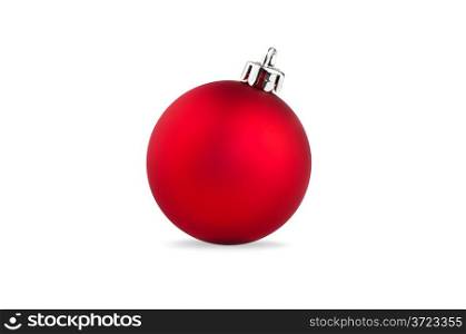single red christmas ball over white background