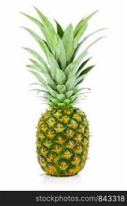 Single ripe and whole pineapple isolated on a white background