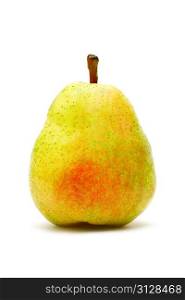 Single ripe pear isolated on white background