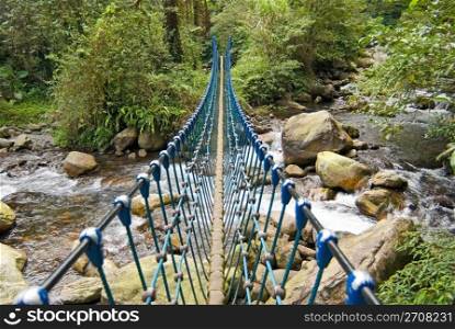 Single rope bridge, Taiwan, East Asia