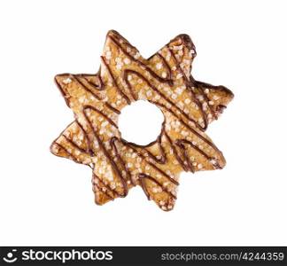 Single Star Chocolate and sugar cookie on white background