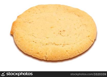 Single sugar cookie over white background.