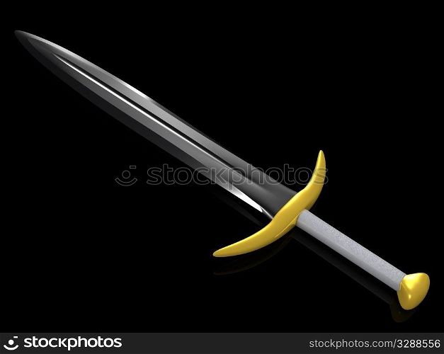 single sword on black. 3d