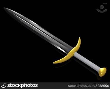 single sword on black. 3d