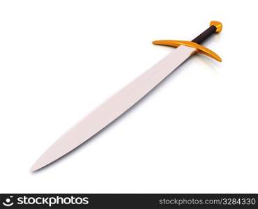 single sword on white. 3d
