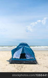 Single tent for camping in shelter at the beach