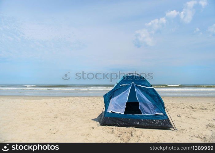 Single tent for camping in shelter at the beach