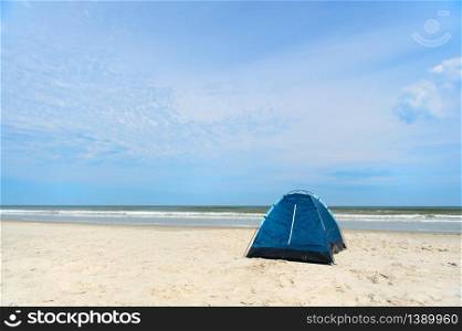 Single tent for camping in shelter at the beach