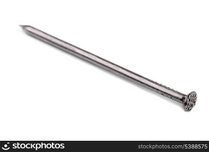 Single wire steel nail isolated on white