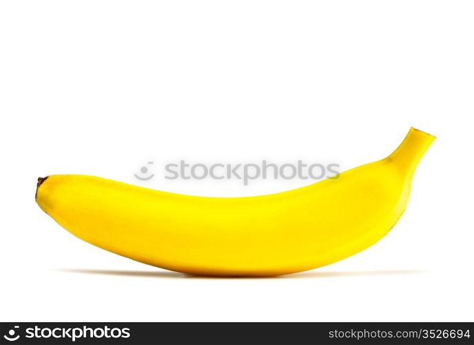single yellow laying banana isolated on white