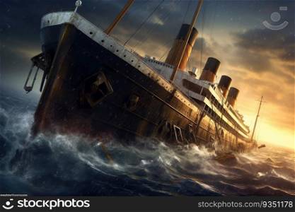 Sinking of the RMS Titanic created by generative AI