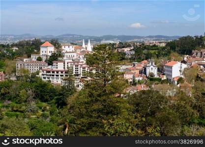 Sintra, Portugal, on a sunny day, view from Quinta da Regaleira.
