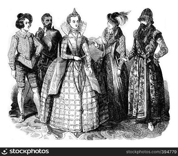 Sir Philip Sidney, Noble armor of war, Elizabeth, Noblewoman, Courtier, vintage engraved illustration. Colorful History of England, 1837.