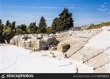 Siracusa - Sicily, Italy. Photo of ancient amphitheater ruins in Syracuse.