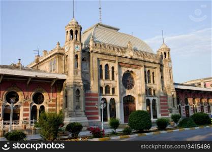 Sirkeci railway station historic architecture, last station of the Orient Express in Istanbul, Turkey