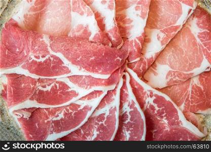 Sirloin Beef meat and Kurobuta Pork meat texture for food background