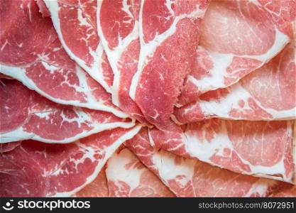 Sirloin Beef meat and Kurobuta Pork meat texture for food background