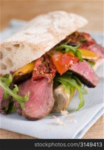 Sirloin Steak and Roasted Pepper Ciabatta Sandwich